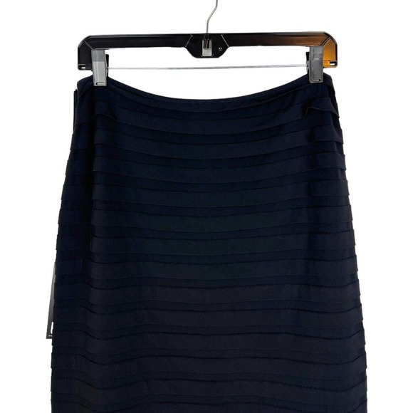 NEW Tadashi Collection Black Tiered Midi Skirt L Pencil Straight Cocktail Large - Picture 3 of 12